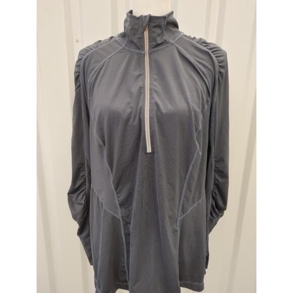Zella Top Activewear Jacket Mock Neck Long Sleeve Half Zip Striped Pullover 1X - Picture 1 of 6